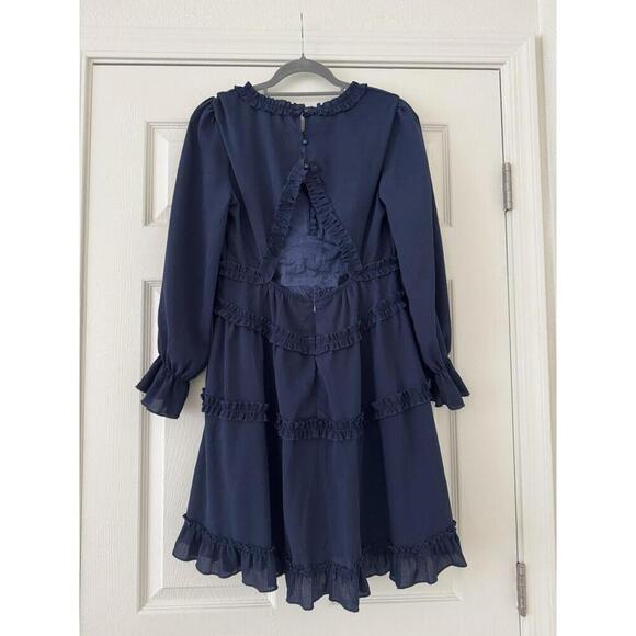Navy Ruffle Dress - Picture 2 of 2